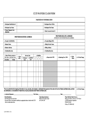 CLTS Waivers Claim Form