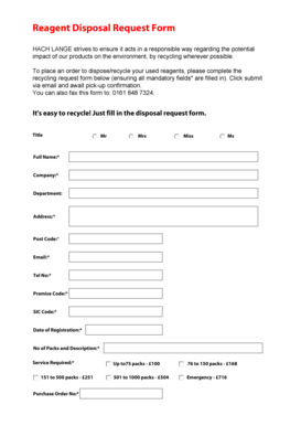 Reagent Disposal Request Form