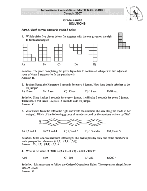 Fillable Online kangaroo math International Contest-Game MATH KANGAROO ...