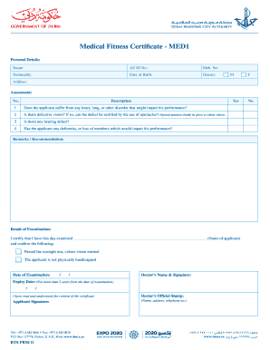 Medical Fitness Certificate MED1