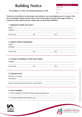 UK Building Notice Form