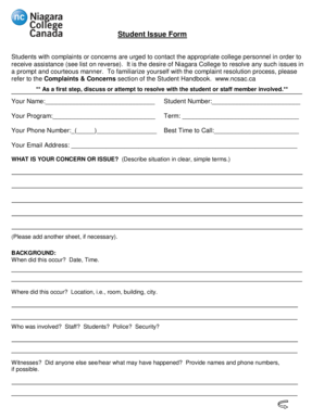 Student Issue Form