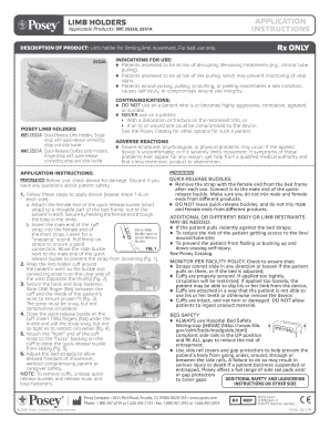 Instructions for Limb Holders 2532A 2551A Posey Limb Holders