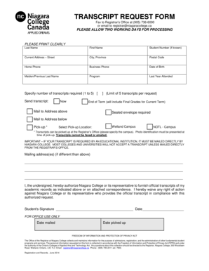Transcript Request Form