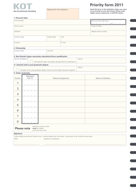 Den Koordinerede Tilmelding Priority Form