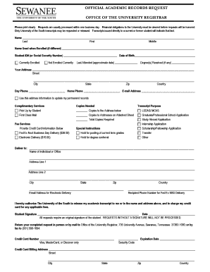 Official Academic Records Request