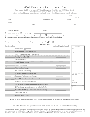 IWW Delegate Clearance Form