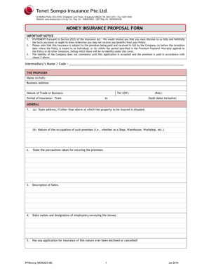 Money Insurance Proposal Form