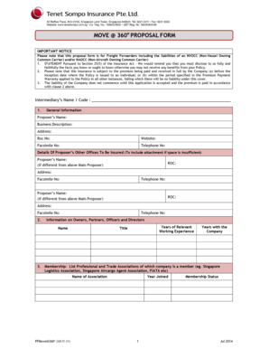 MOVE 360° Freight Forwarder Proposal Form