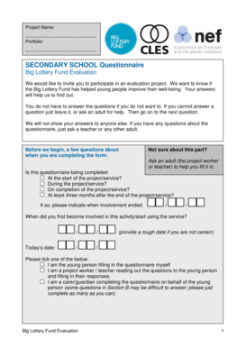 Big Lottery Fund Evaluation Questionnaire