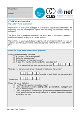 Big Lottery Fund Well-being Evaluation Form