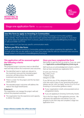 Investing in Communities Stage One Application Form