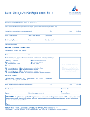 Name Change And/Or Replacement Form