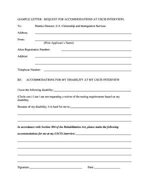 Request for Accommodations at USCIS Interview