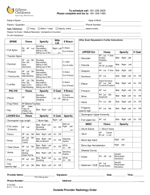 Radiology Order Form