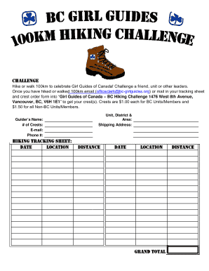 Girl Guides of Canada Hiking Challenge