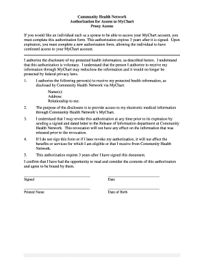 Authorization for MyChart Proxy Access