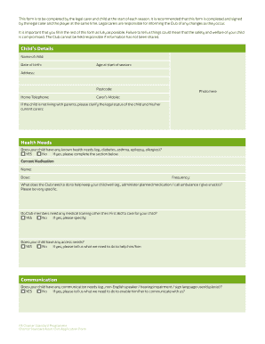 Child Membership Information and Consent Form