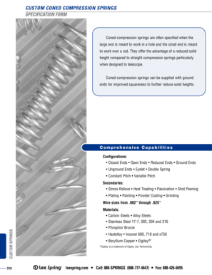 Custom Coned Compression Springs Specification Form