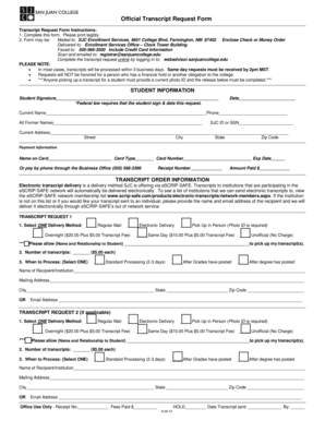 Official Transcript Request Form