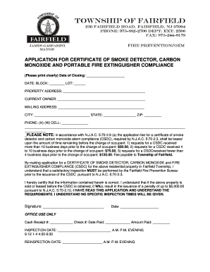 New Jersey Smoke Detector Compliance Application