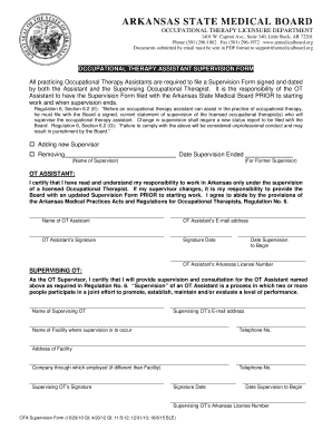 Arkansas Occupational Therapy Supervision Form