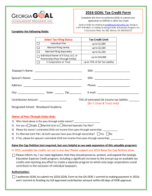 2016 Georgia Tax Credit Form
