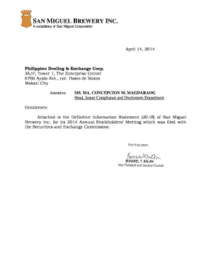 San Miguel Brewery Definitive Information Statement