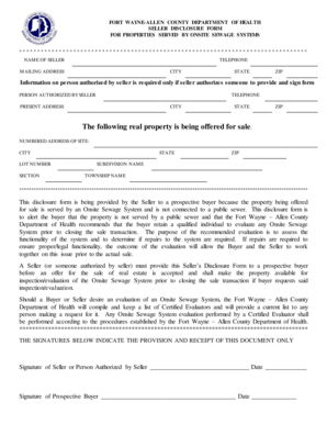 Seller Disclosure Form for Onsite Sewage Systems