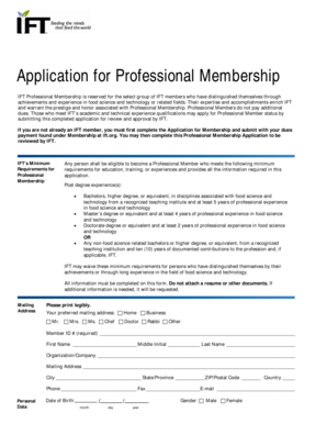IFT Professional Membership Application