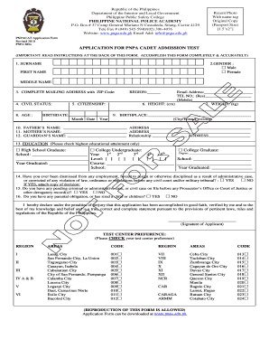 Philippine National Police Academy Application Form