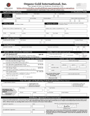 Organo Gold Independent Distributor Application