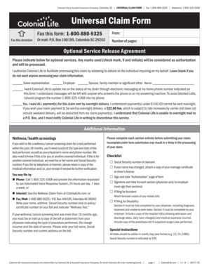 Colonial Life Universal Claim Form