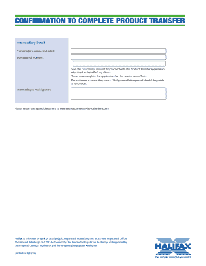 Confirmation to Complete Product Transfer