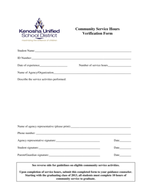 Community Service Hours Verification Form