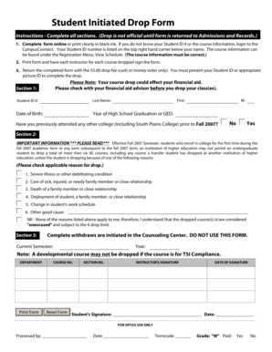 Student Initiated Drop Form
