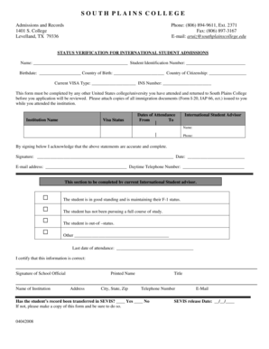 Status Verification for International Student Admissions