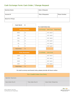 Change order agreement - Cash Exchange Form Cash Order Change Request - mygenfcu