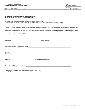 Confidentiality letter template - umn vdl