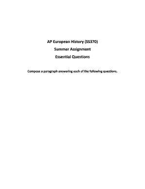 AP European History Summer Assignment