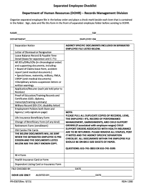 Employee Separation Checklist