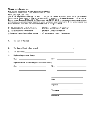 Alabama Change of Registered Agent Form