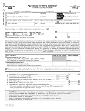 Arizona Form 204