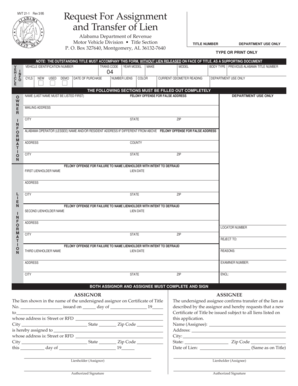 Alabama Request For Assignment and Transfer of Lien