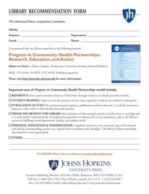 Library Recommendation Form