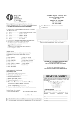 American Studies Association Membership Application