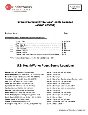 Employee Health Service Request Form