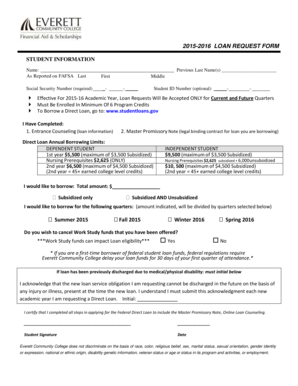 2015-2016 Student Loan Request Form