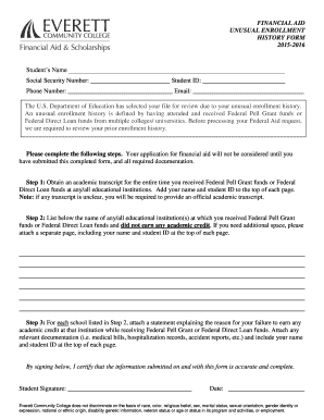 Unusual Enrollment History Form