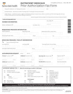 Outpatient Medicaid Prior Authorization Fax Form